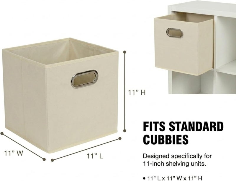 Household Essentials 82-1 Foldable Fabric Storage Bins | Set of 6 Cubby Cubes with Handles | Natural - Image 3