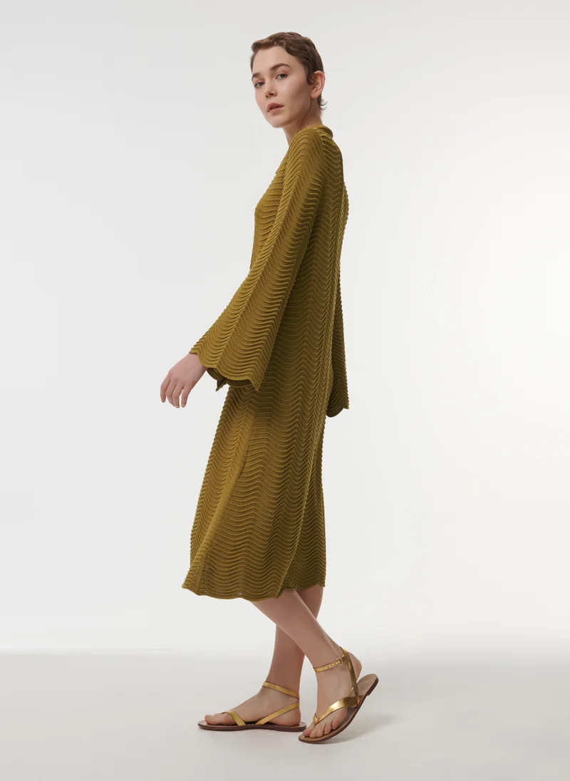 leem Textured Scallop Knit Kaftan