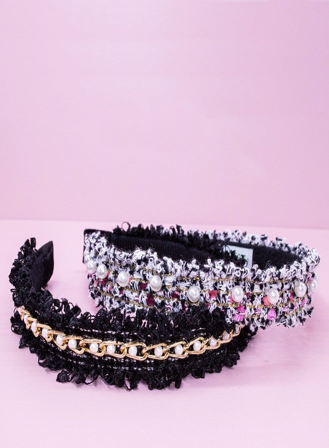 FROG SAC 2 Beaded Headbands for Girls, Pink Pearl Bead Hair Bands for Kids, Cute Fashion Girl Headband Hair Accessories, Confetti Hairbands for Children, Easter Basket Fillers Stocking Stuffers - Image 5