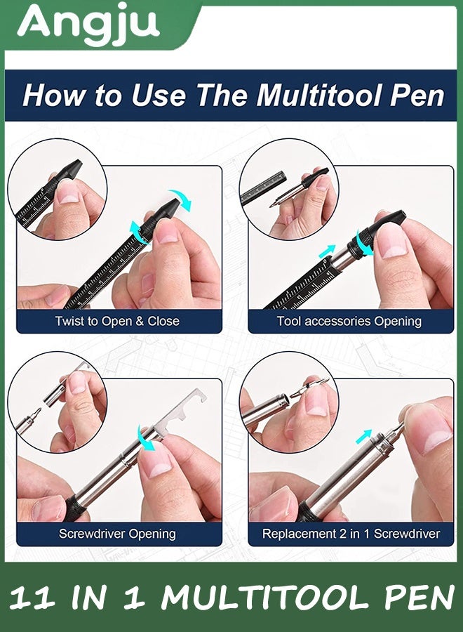 Angju Gifts for Men, 11 in 1 Multitool Pen with Stress Relief Accessory, Father Gifts for Dad, Cool Gadgets for Men, Dad Gifts from Daughter, Birthday gifts for Him, Men, Husband, Boyfriend - Image 4