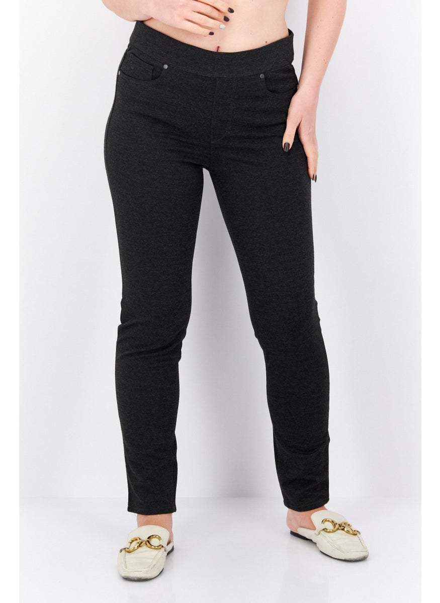 Gloria Vanderbilt - Women Regular Fit Solid Trouser Pant, Grey - Image 1