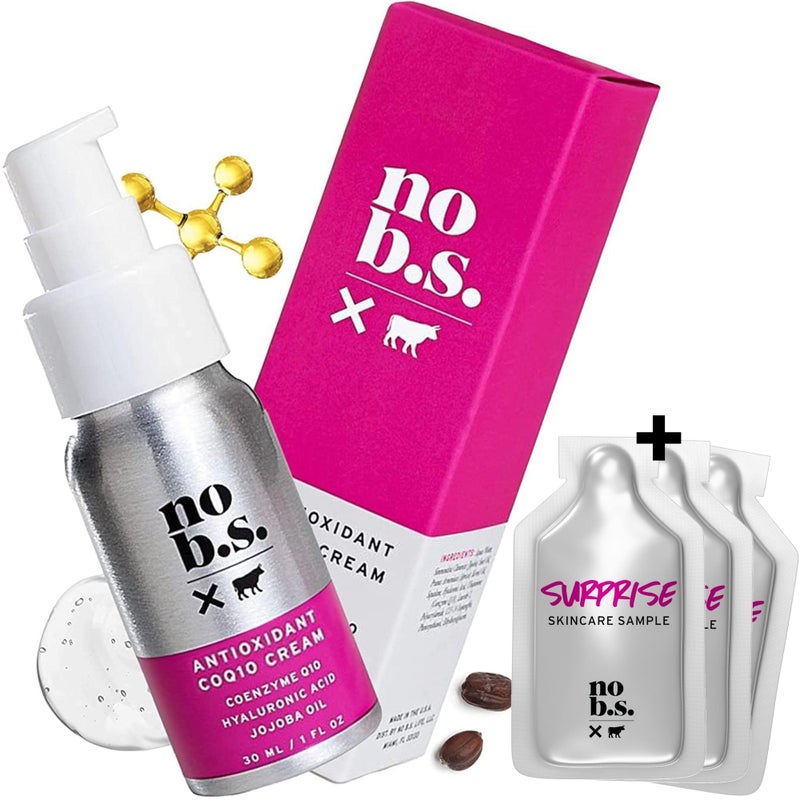 NO B. S. NO BAD STUFF No Bad Stuff - Antioxidant COQ10 Cream, Daily Face Moisturizer with Coenzyme Q10, Hyaluronic Acid & Jojoba Oil, Protect, Firm & Smooth Skin, Gluten Free, Vegan, Travel Size, 1 FL Oz - Image 1