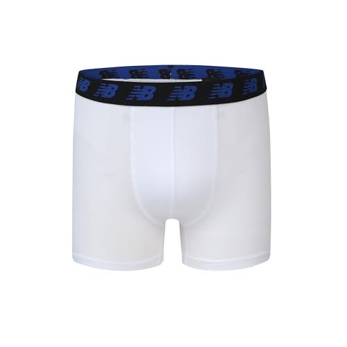 New Balance Boy's Underwear, Performance Boxer Briefs 4-Pack, Black/Team Royal/White/Magnet Print, Large - Image 2