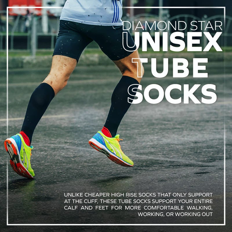 Diamond Star Tube Socks Men 6 Pairs Premium Cushion Cotton Over The Calf Athletic Knee High Socks For Men 9-15 (Grey) - Image 2