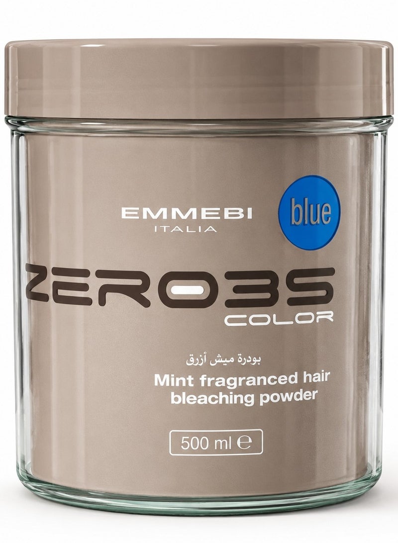 EMMEBI Italia Zeros Color Blue Hair Bleaching Powder 500ml with Mint Fragrance – Professional Hair Lightening Powder