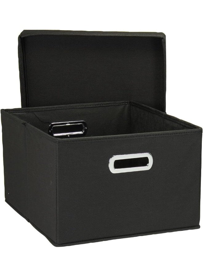 Household Essentials Fabric Storage Boxes with Lids and Handles Black - Image 2