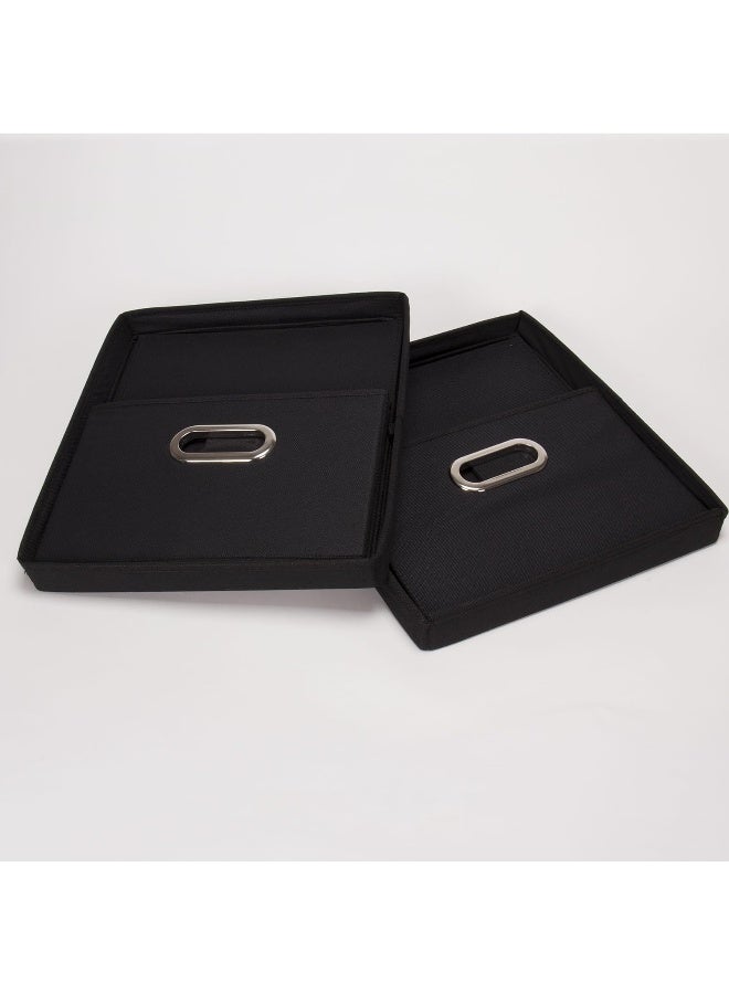 Household Essentials Fabric Storage Boxes with Lids and Handles Black - Image 4