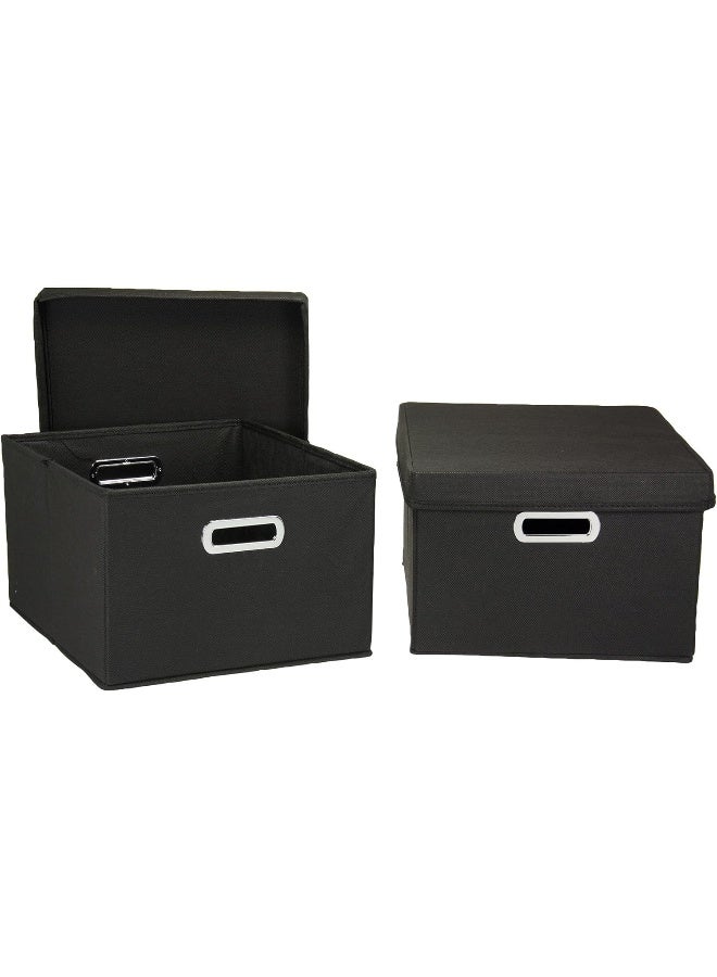Household Essentials Fabric Storage Boxes with Lids and Handles Black - Image 5