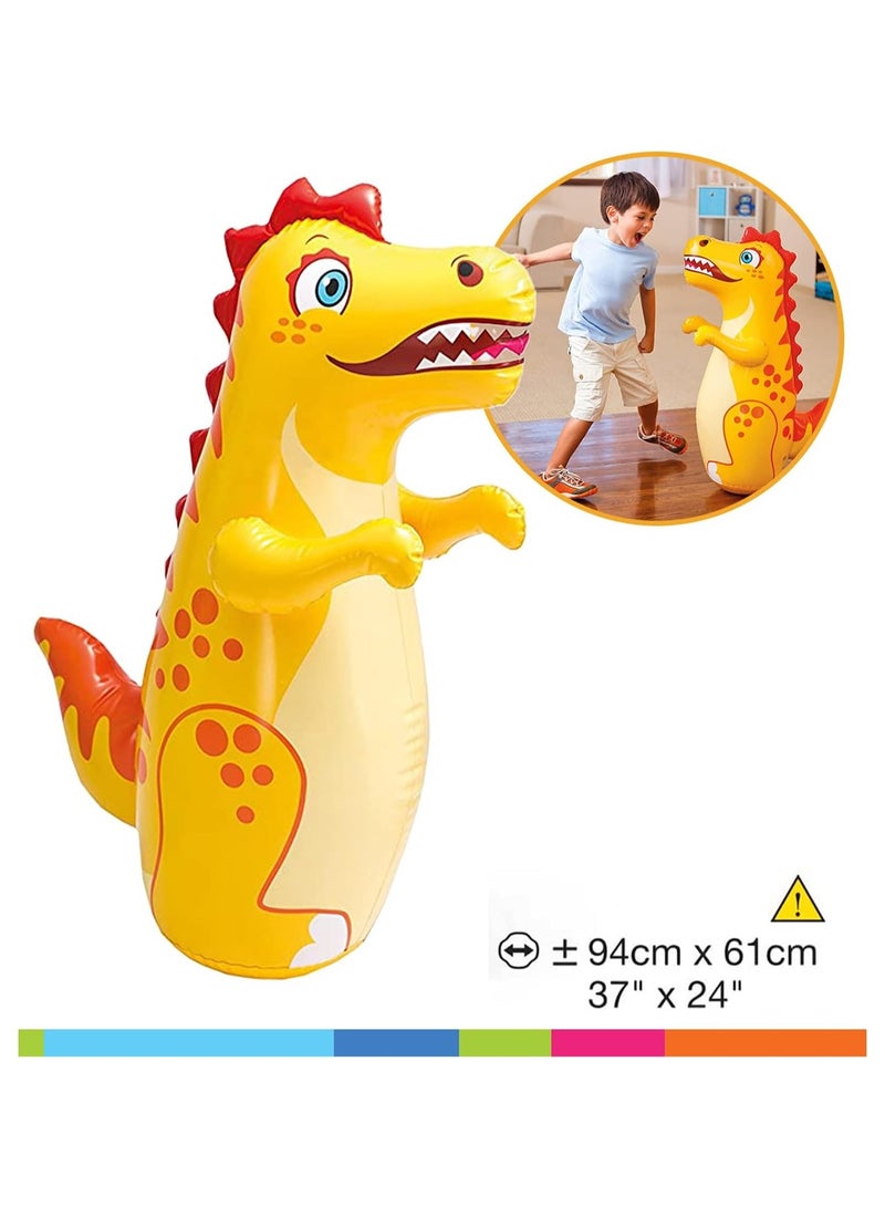 انتكس كيس ملاكمة بلاستيكي PVC قابل للنفخ ثلاثي الأبعاد على شكل ديناصور مع قاعدة مملوءة بالماء للأطفال الصغار (94 سم + 61 سم) - Image 4
