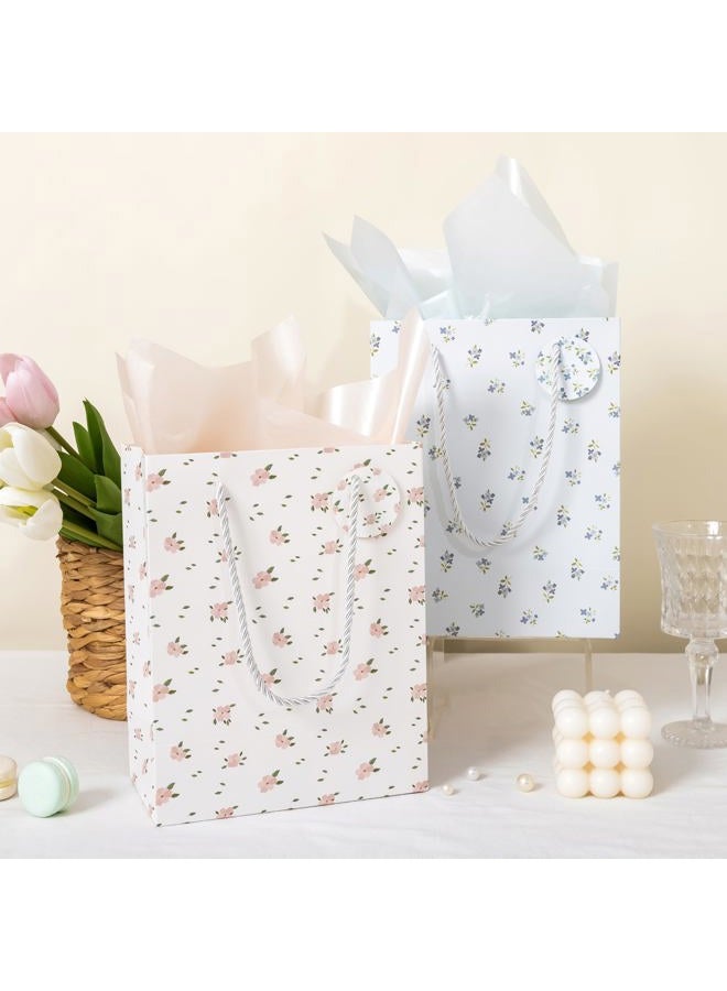 Crisky Paper Gift Bags with Handles, 4 Pack Wildflower Floral Wedding Gift Bag Medium Size Goodie Bags with Tissue Paper for Bridal Shower, Engagement, Birthday, Graduation, Small Business - Image 4