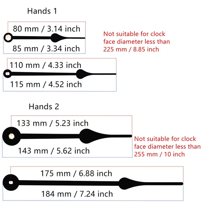 Tikround Youngtown 12888 High Torque Long Shaft Clock Movement Mechanism With 4 Sets Hands Total Shaft Length 1-3/32 Inch. - Image 4