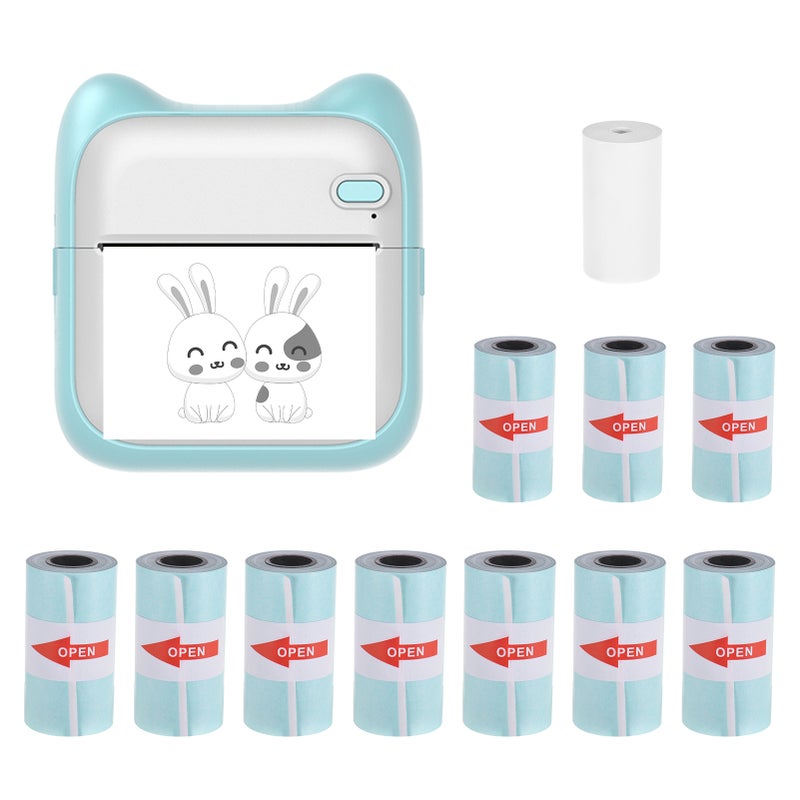 Mini Pocket Photo Printer Portable Thermal Printing Machine 203dpi Wireless BT Connection for Picture Lable DIY Handcraft List Meno Notes Journal Receipt Paper Instant Printer Sticker with 10 Rolls - Image 1