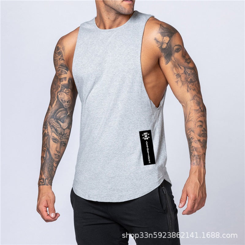 New Summer Loose Tank Top Men Cotton Sleeveless Printed Gym Vest White  - Image 5