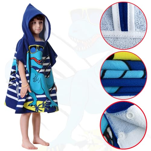 Athaelay Dinosaur Bath Towel for Toddler Boys Girls, Pool Hooded Towel for Kids, Bath Beach Poncho Mantle Swim Cover with Bag - Image 4