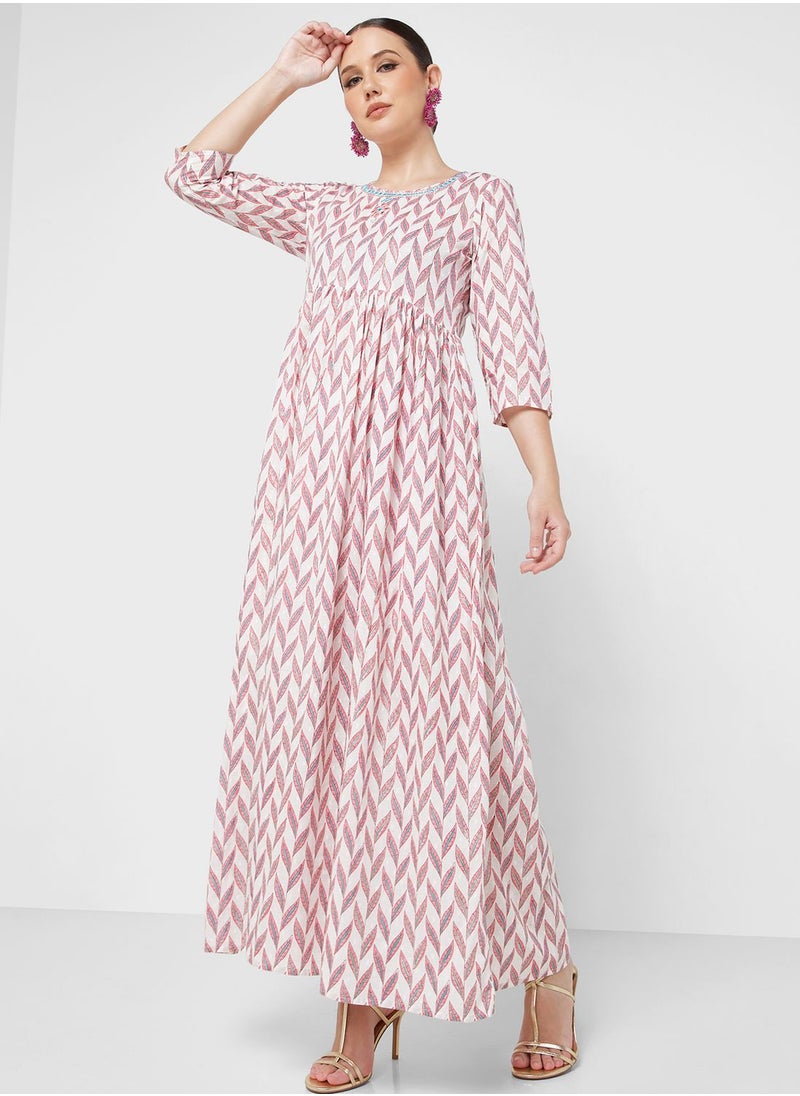 ARABIAN CLOSET - Embroidered Tiered Jalabiya - Image 1