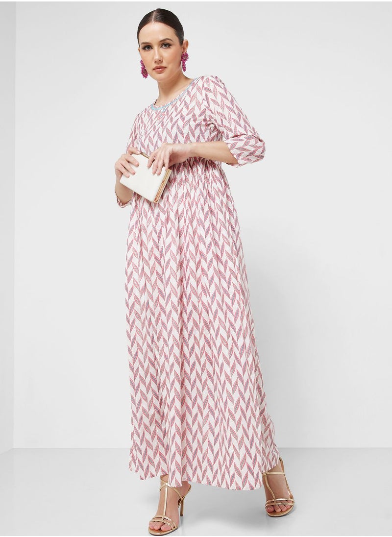 ARABIAN CLOSET - Embroidered Tiered Jalabiya - Image 1