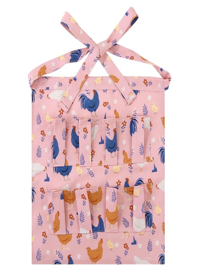XLSXEXCL Egg Collecting Apron for Kids, Chicken Egg Apron with 8 Pockets, Cute Eggs Aprons for Fresh Eggs for Hen, Duck, Goose, Bird, Various Collection (Pink,Cartoon Chicken) - Image 1