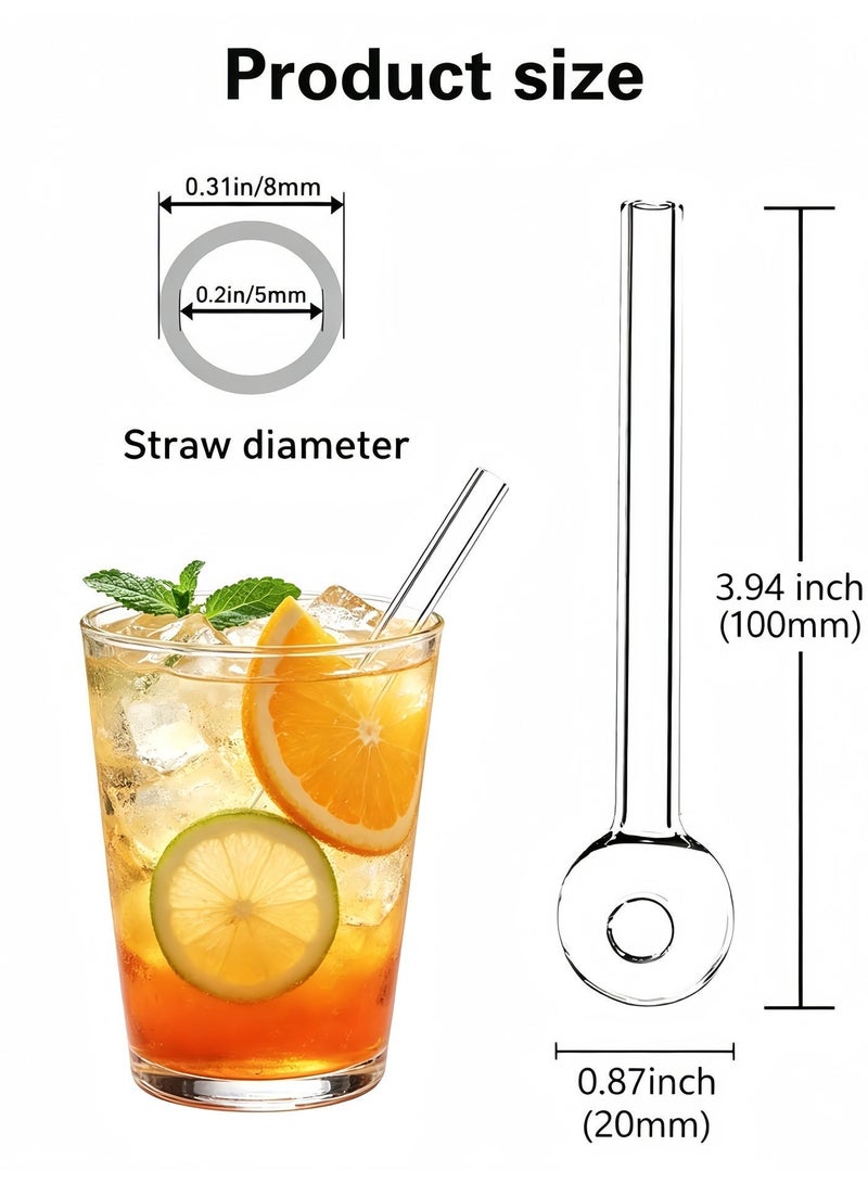 10Pcs  Breakproof Glass Straws - Durable Reusable Glass Straws 10 Pack with 2 Cleaning Brush for Drinks, Herbs, Smoothies, Aromatherapy（Transparent Color） - Image 2
