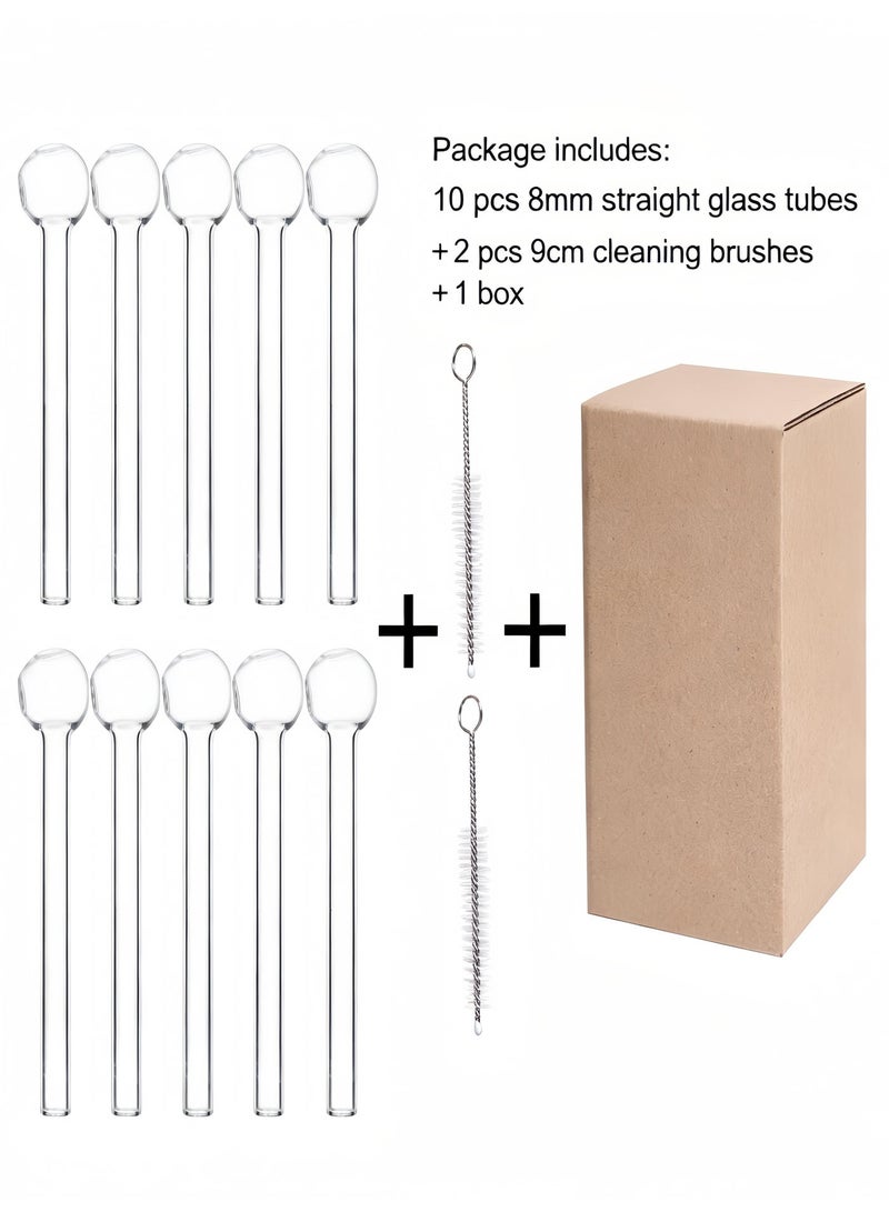 10Pcs  Breakproof Glass Straws - Durable Reusable Glass Straws 10 Pack with 2 Cleaning Brush for Drinks, Herbs, Smoothies, Aromatherapy（Transparent Color） - Image 4