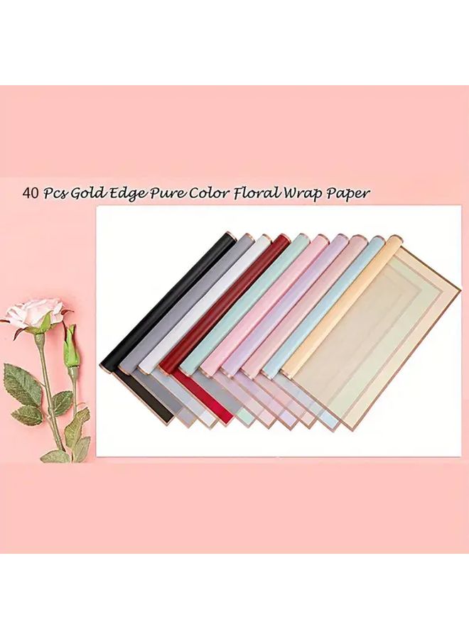 40 Sheets Floral Wrapping Paper Light Blue 22.8x22.8 Inch Plastic Edge Protection for DIY Crafts Gift Wrapping Party Supplies - Image 1