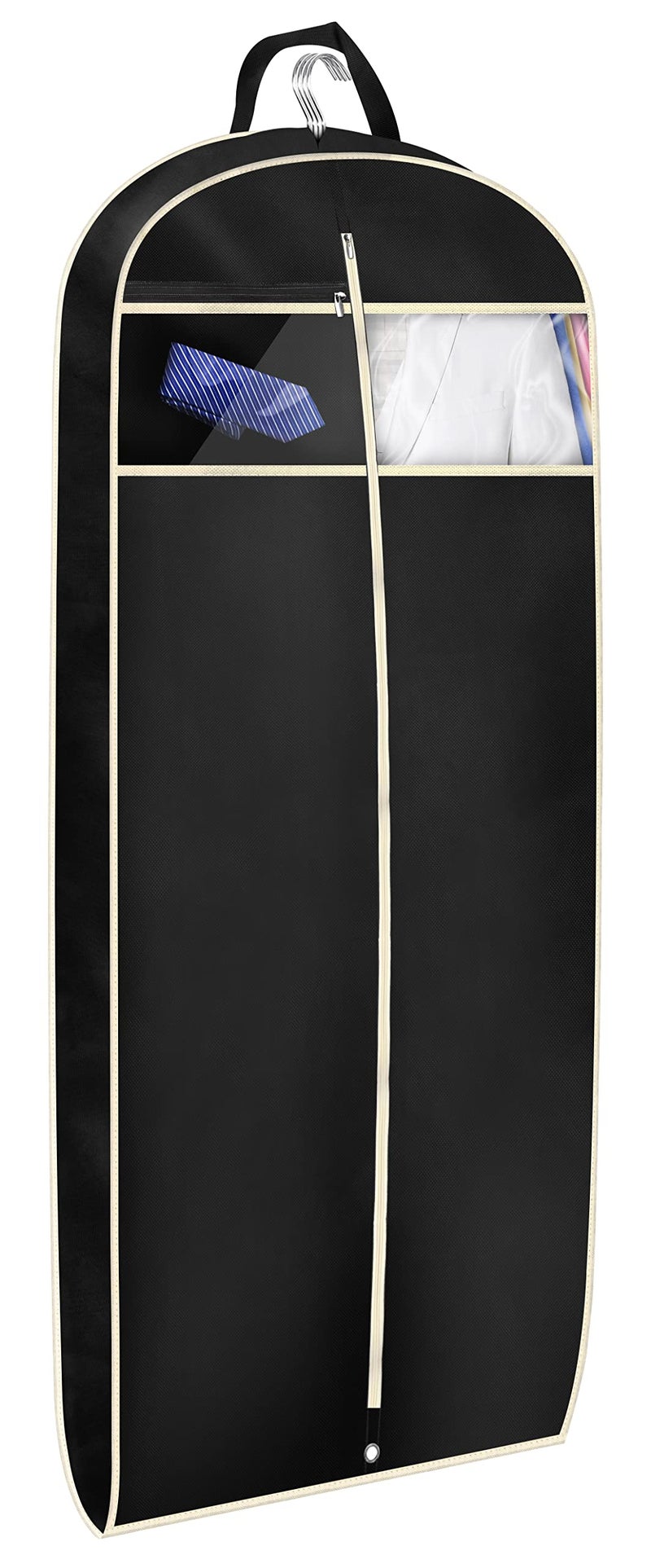 حقيبة ملابس سفر MISSLO 50 ذات الجوانب مع حقيبة سحاب شفافة لتخزين الملابس القابلة للتنفس لتغطية الملابس المعلقة للمعطف الطويل البدلة ذات الذيل