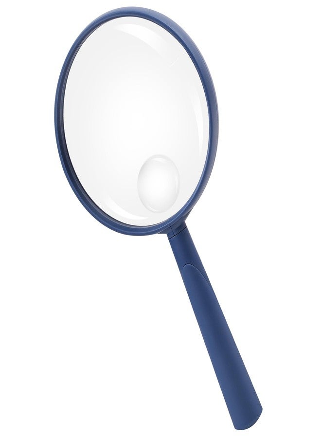 Feosky Handheld Reading Magnifier, 10X Magnifier, 75mm Shatterproof Lens, Adults Close Work Non-Slip Handle for Seniors Reading and Nature Exploration(Navy Blue) - Image 1