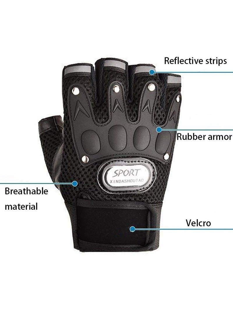 2-Piece Half-Finger Protective Cycling Gloves，High-quality non-slip design，Leather wrap with strong plastic anti-collision protection，For Motorcycle Racing and Outdoor sports. - Image 2