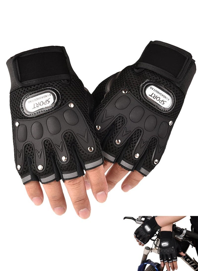2-Piece Half-Finger Protective Cycling Gloves，High-quality non-slip design，Leather wrap with strong plastic anti-collision protection，For Motorcycle Racing and Outdoor sports. - Image 1