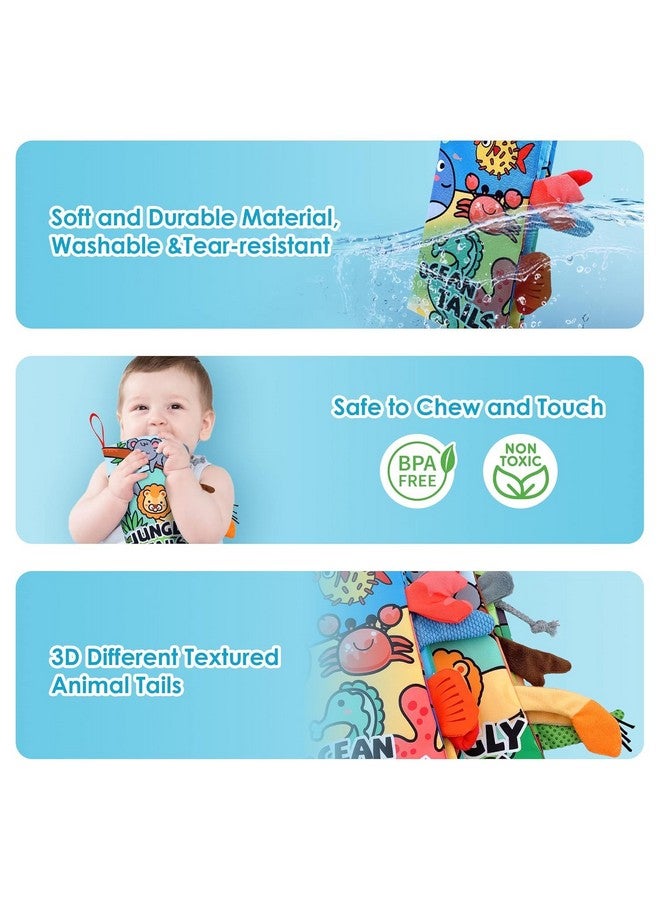 KolorFish Baby High Contrast Book Toys - Sensory Soft Books Toy for Newborn 0 3 6 12 Months Crinkle Cloth Tails Book Babies Early Development Activity Bath Book Toys for First Gift Infants (Pack of 2) - Image 2
