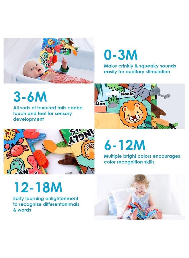 KolorFish Baby High Contrast Book Toys - Sensory Soft Books Toy for Newborn 0 3 6 12 Months Crinkle Cloth Tails Book Babies Early Development Activity Bath Book Toys for First Gift Infants (Pack of 2) - Image 3