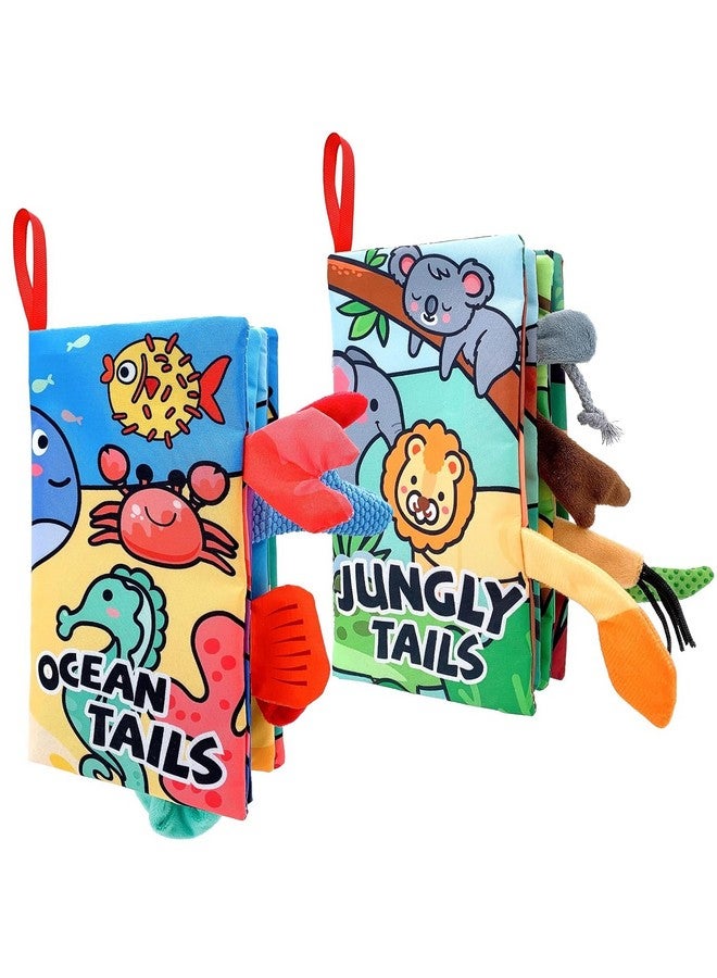 KolorFish Baby High Contrast Book Toys - Sensory Soft Books Toy for Newborn 0 3 6 12 Months Crinkle Cloth Tails Book Babies Early Development Activity Bath Book Toys for First Gift Infants (Pack of 2) - Image 1