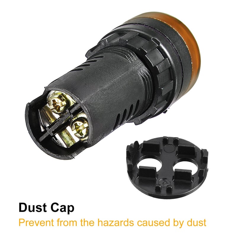 uxcell 3Pcs Yellow Indicator Light with Buzzer AC/DC 12V, 22mm Panel Mount Flashing Alarm, for Electrical Control Panel, HVAC, DIY Projects - Image 4