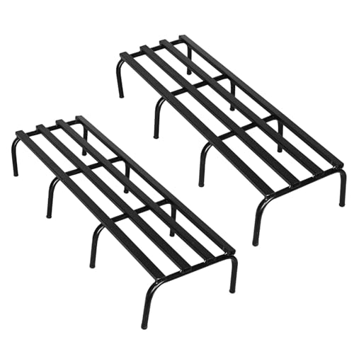 Pivalo Rectangular Plant Stand Metal Flower Pot Holder Gamla Support Corner Rack Outdoor Display Shelf for Indoor Home Garden - (Pack of 2, Black) - Image 3