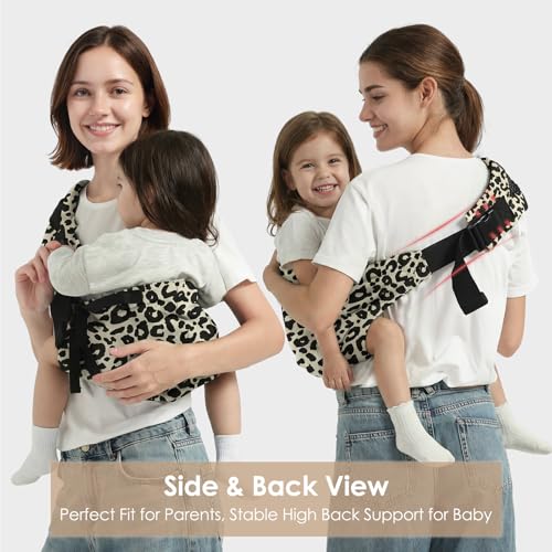 Shiaon Baby Sling Carrier Newborn to Toddler, Adjustable Toddler Carrier Sling Baby Carrier Toddlers Sling Carriers Hip Carriers for 8-40lbs, Beige Leopard Print - Image 5