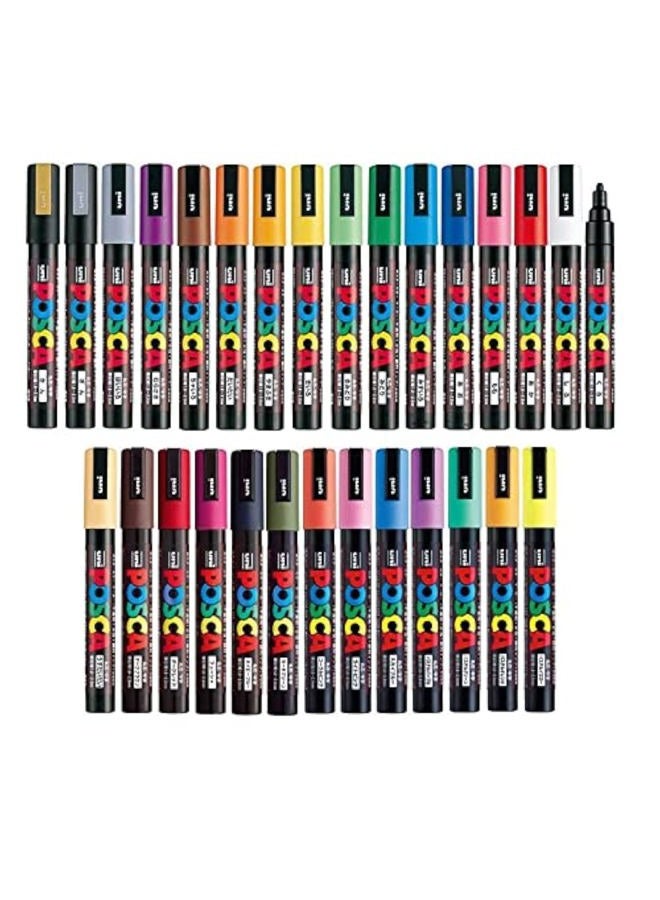 Posca Paint Marker Full Range Bundle Set, Mitsubishi Poster Colour All Color Marking Pen Medium Point 29 Colours (22 Standard & 7 Natural) Japan Import