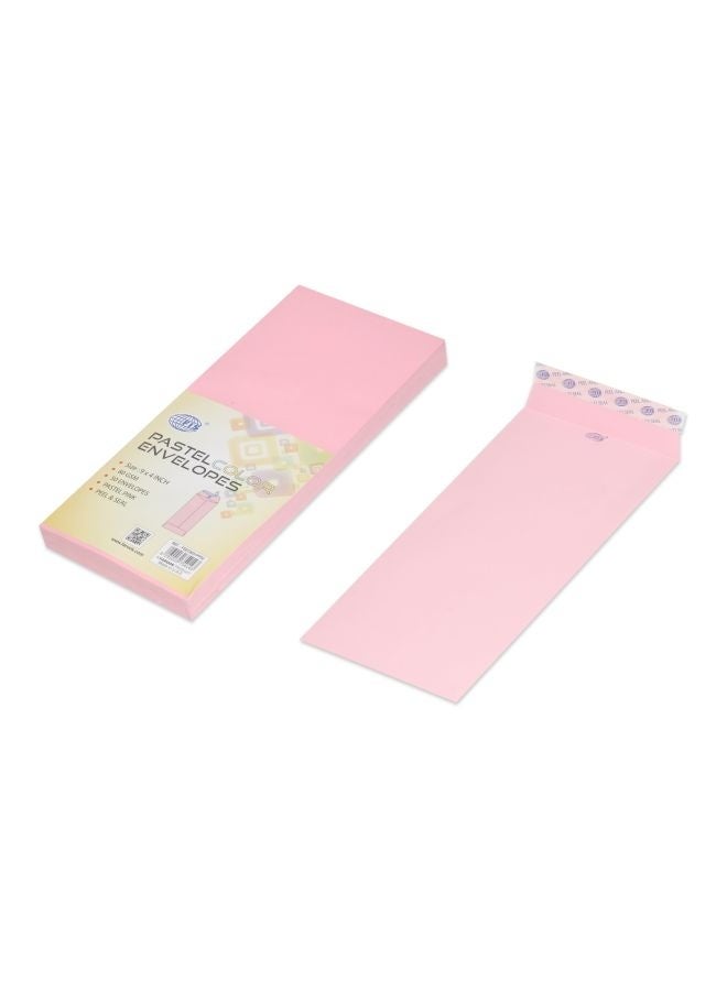 FIS Pastel Color Envelopes, 80 GSM, Peel & Seal, 9 x 4 Inch, Pink, Pack of 50 - Image 1