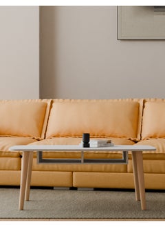 Lovstro Coffee Table from Durable Beech Wood Legs and Storage Shelf, Center Table, Easy Assembly, Simple Design Tea Table,100x50cm, Height 43cm, Modern White Top, Living Room Table, Ideal for Home and Office  - Image 5