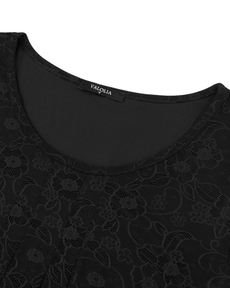 VALOLIA Women's Tops Dressy Casual, Beautiful Blouses for Women Flattering Tops to Hide Tummy Lace Tunic Tops for Women Plus Size Funeral Clothes Special Occasion Lace Black Large - Image 3
