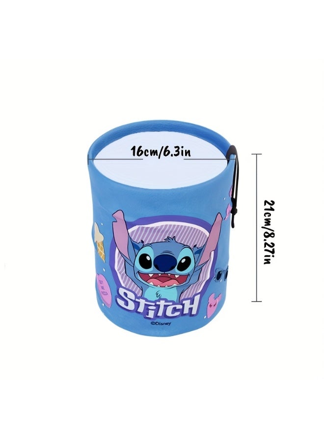 Stitch Cartoon Foldable Car Storage Bucket - Waterproof Leather Organizer for Umbrella & Trash - Image 1