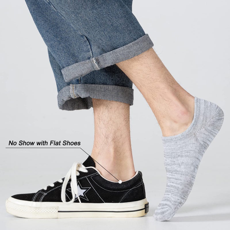 JORMATT 8 Pairs Men No Show Low Cut Socks Non-Slip Women Athletic Sneaker Socks Comfort Cotton Casual Invisible Socks, men shoe size 13-15 - Image 3