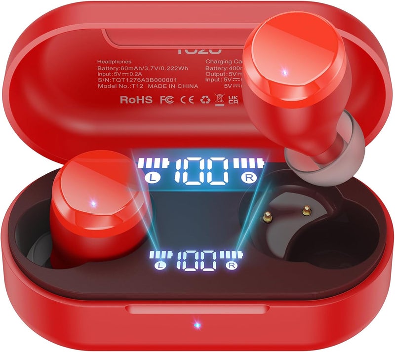 TOZO T12 (Compact Ergonomic Edition) Wireless Earbuds Bluetooth 5.3 Headphones, Call ENC Noise Cancelling Mic, 55Hrs Playtime App Customize EQ IPX8 Waterproof LED Digital Display Premium Sound Headset - Image 1