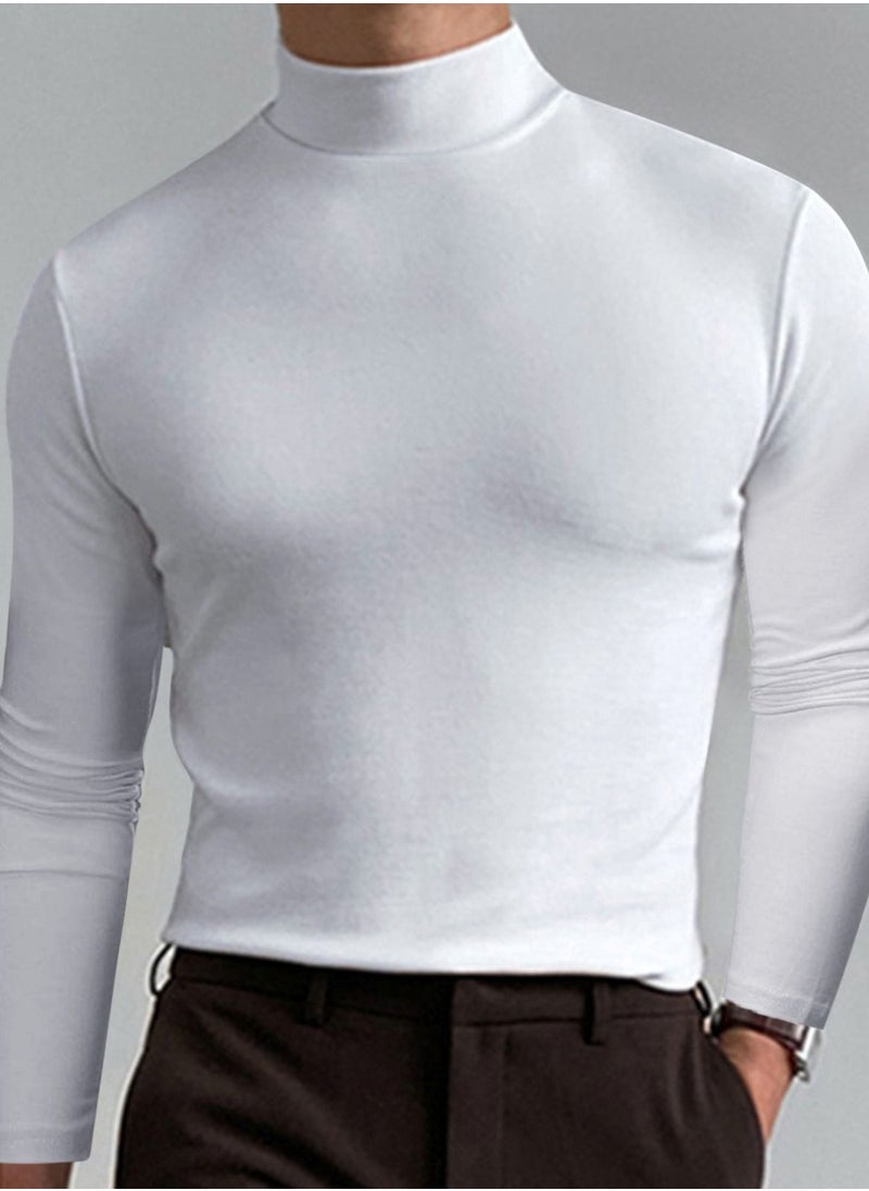 Loquat Men's Autumn/Winter Simple High Neck Long Sleeve T-shirt 