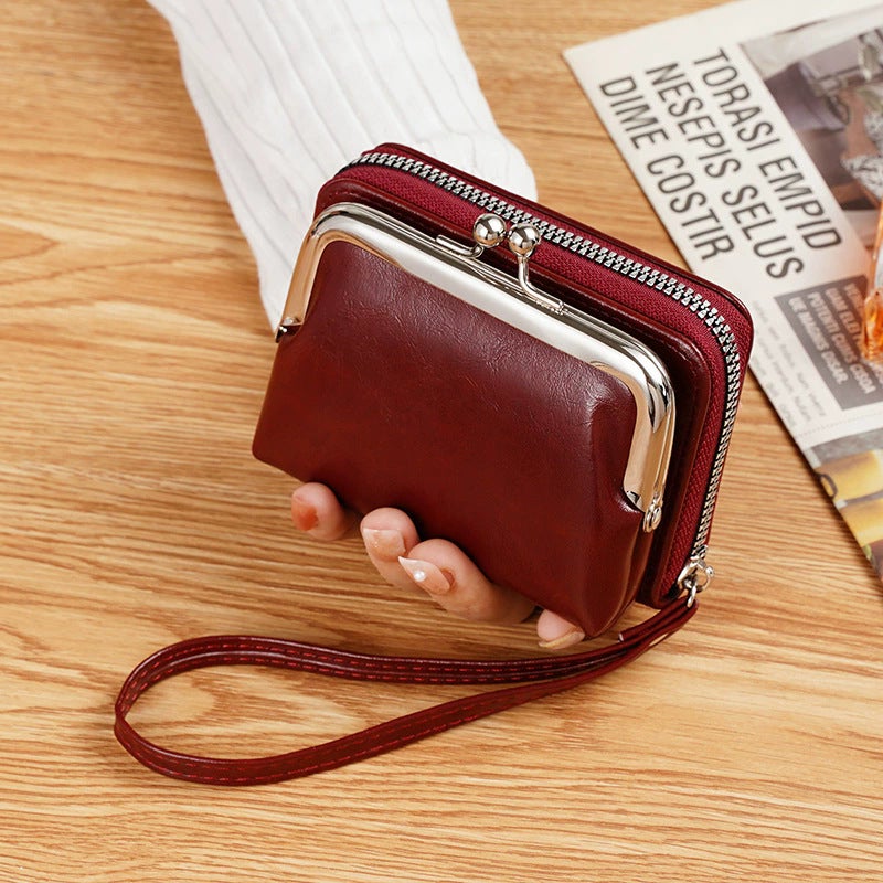 Retro Style Clip Bag Personalized Mini Multi-Compartment Card Slot Card Bag Coin Bag Hand-Held Small Bag - Image 1