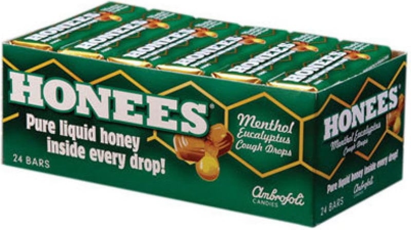 Filled Menthol Cough Drops Honey Menthol Eucalyptus Cough Drops Natural Sore Throat Relief Nothing Artificial Throat Lozenges NonGMO Gluten Free 24 Pack 216 Drops