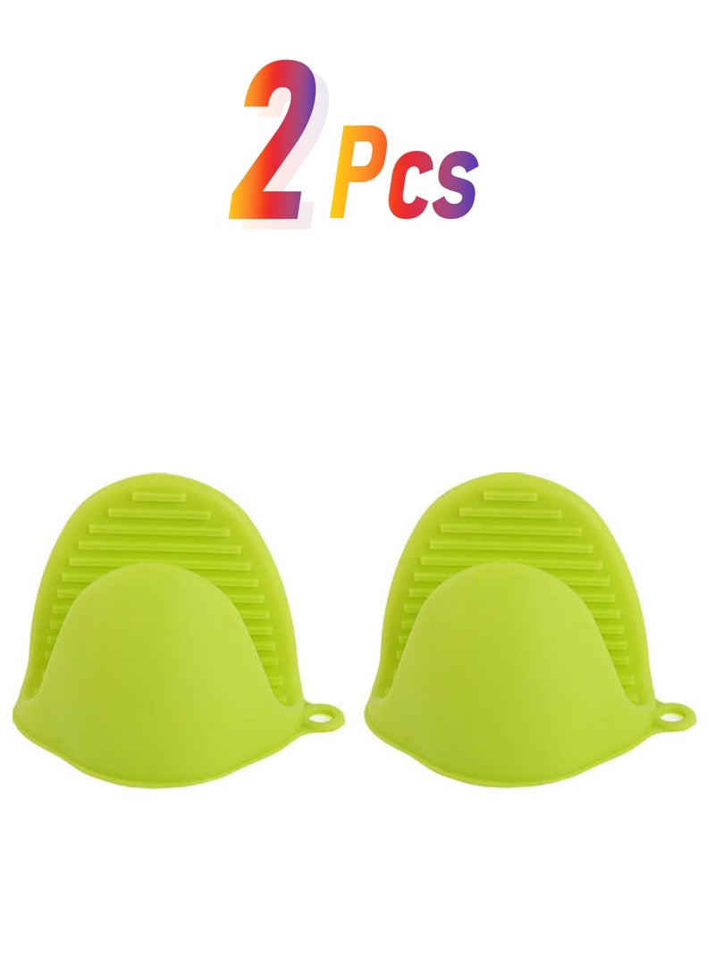 A Pair of Thick Oven Pinch Mitts, Heat Resistant Anti-Scald Gloves for Cooking Pinch Grips, Pot Holder and Potholder for Kitchen, Food-Grade Silicone green 15*5*10cm  - Image 1