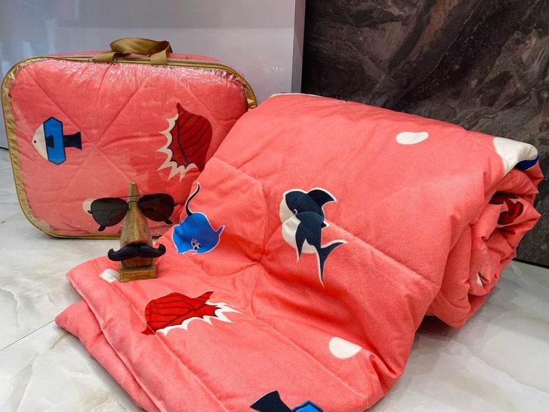 Blenzza Deco™ Glace Cotton Single Bed Reversable Babies & Kids Comforter/Dohar/Quilt,(Fish) 200 GSM(Size-60x90 Inches) - Image 2