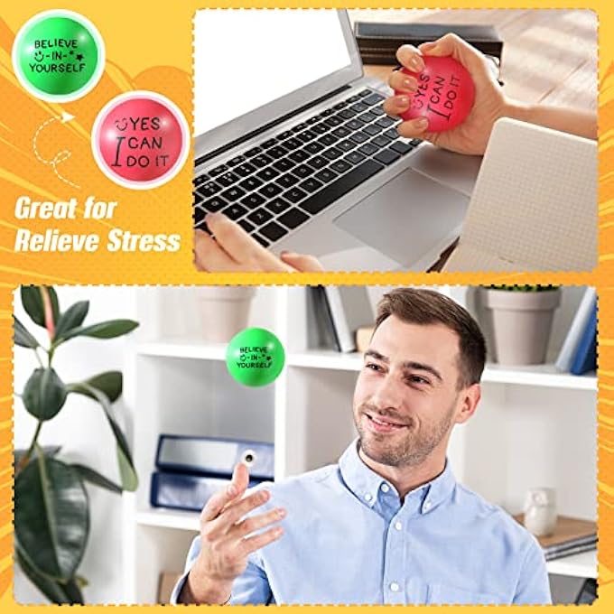 Shappy 100 Pcs Motivational Stress Balls Bulk 1.97 in Colorful Small Foam Inspirational Stress Relief Fidget Balls with Quotes, Drawstring Bag for Anxiety Relief(Bright) - Image 5