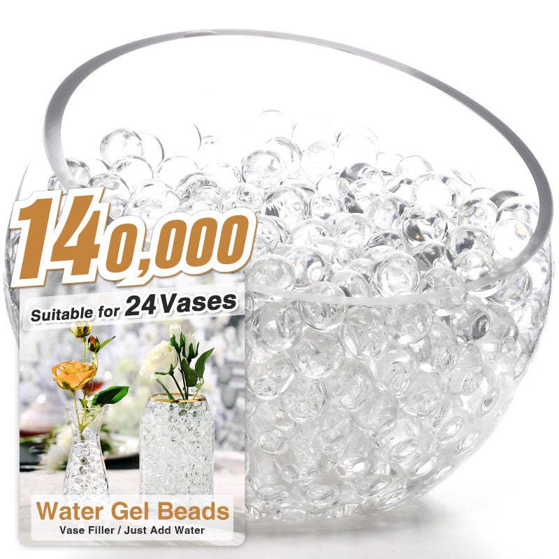 NOTCHIS 140,000 Clear Water Gel Beads for Vases, Transparent Water Gel Beads for Vase Filler, Candles, Wedding Centerpiece Floral Decorations - Image 1