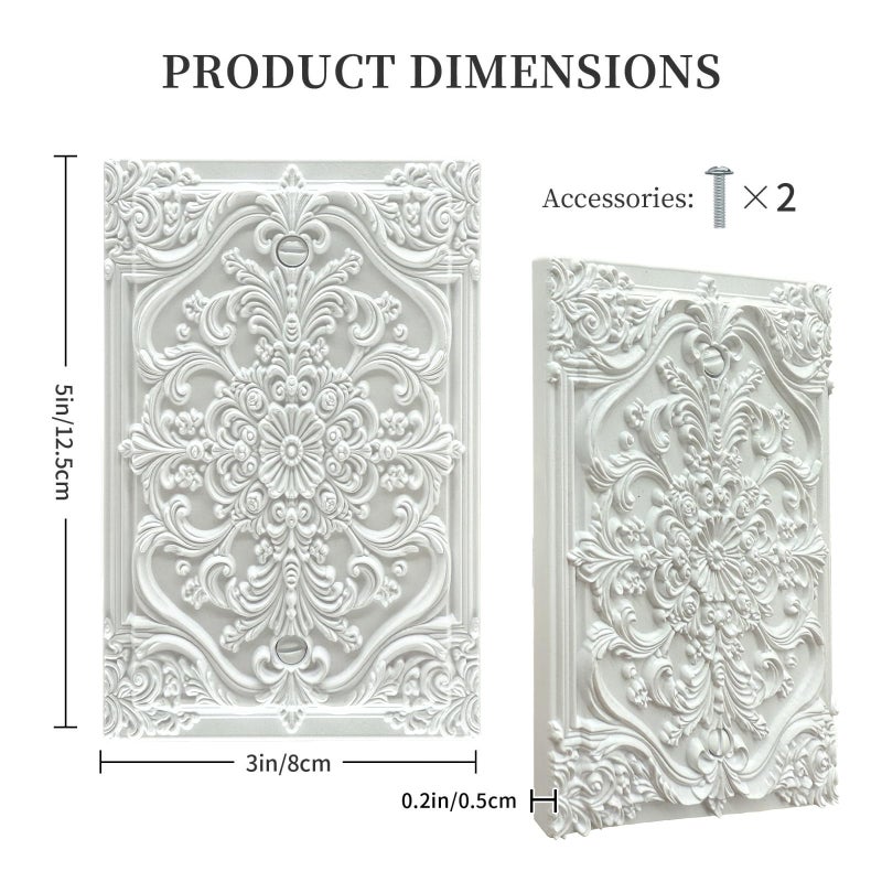 Spshian Decorative Light Switch Plate Covers White Flower Elegant 3D Floral Embossed 1 Gang No Device Single Blank Outlet Covers Wall Plate Light Switch Cover Plate for Bedroom Home Decor - Image 5