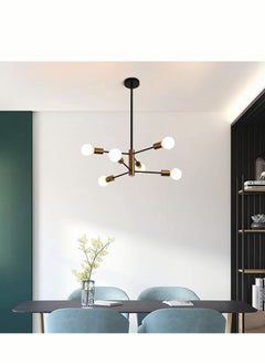 Haikomin Modern Chandeliers for Dining Room Ceiling Light Fixture Black and Gold Chandelier 6 Light Sputnik Chandeliers Mid Century Pendant Light for Living Room Kitchen Island Bedroom Foyer  - Image 5